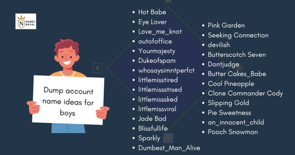 Dump account name ideas for boys