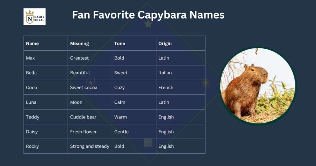 good names for capybaras