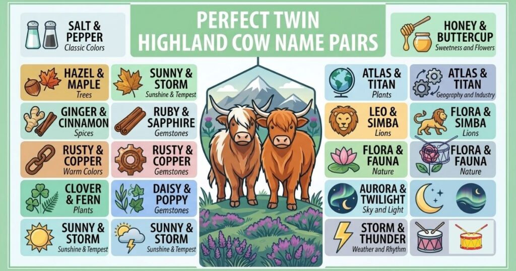 Perfect Twin Highland Cow Name Pairs