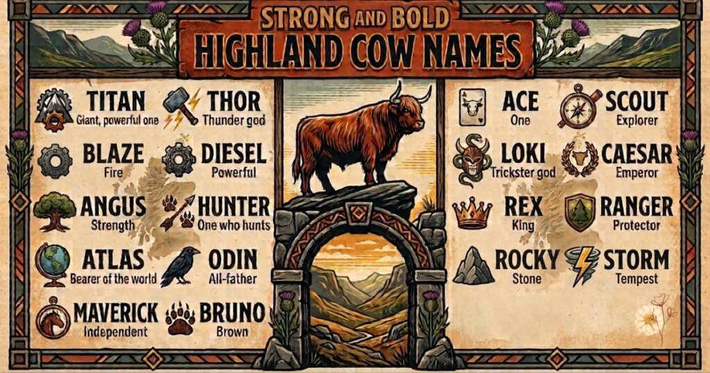 Strong and Bold Highland Cow Names